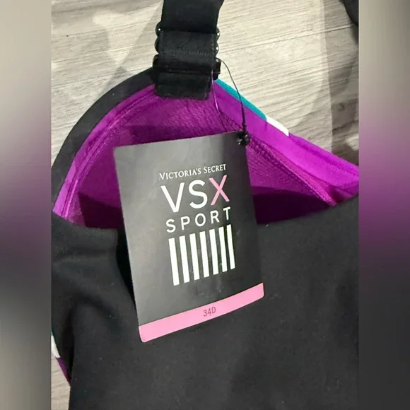Victoria's Secret Purple and Green Sports Bra for Active Comfort Size 34D NWT - Picture 4 of 8